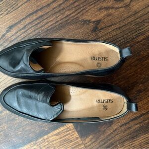 Susina Black Leather Loafers